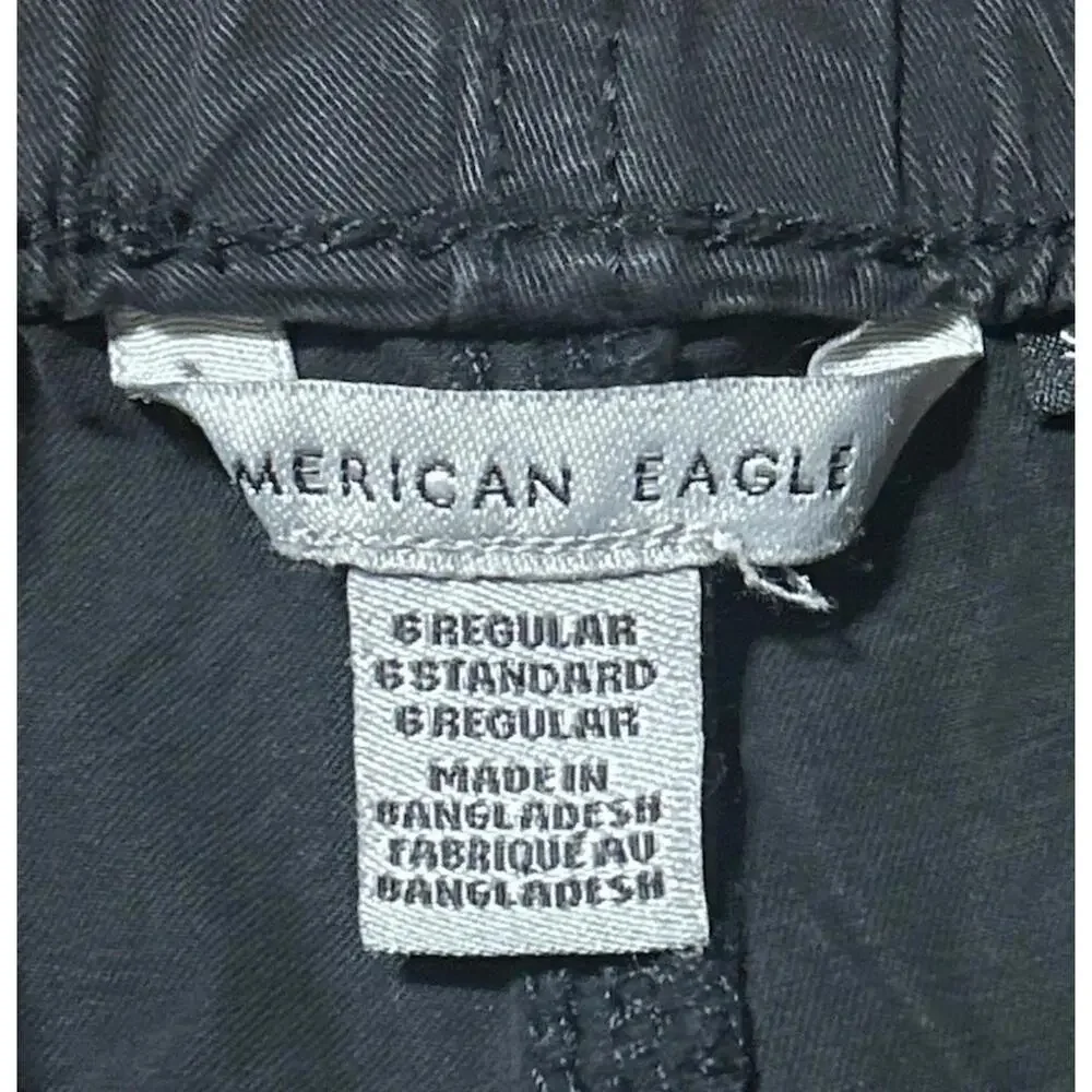 American Eagle Outfitters Cargo Jogger Pants Womens 6 Black Stretch Tapered Leg - Picture 5 of 6